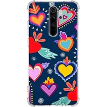 Xiaomi Note 8 Pro Uyumlu Retro Color 3 Baskılı Şeffaf Köşe Korumalı Antişok Kılıf