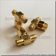 Sma Erkek - 2X Sma Dişi T Konnektör Çoklayıcı Adaptör A+