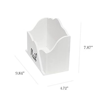 Elegant Designs Hg2020-wht Ev Odunu Çiftlik Evi Ahşap Dekoratif Zarf Şekilli Masaüstü Mektup Tutucu, Fatura Düzenleyici, Saklama Kutusu, Dekoratif, Tezgah, Ofis İçin Posta Siyah Yazı 50 x 22