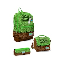Coral High Kids Yeşil Kahverengi High Craft Desenli 3 Lü Okul Çanta Seti Set0123776 Çok Renkli