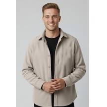 Deepsea Erkek Gri Kadife Fitilli Rahat Kesim Gömlek Yumuşak Dokulu Likralı Kadife Gömlek 2600758 Gri