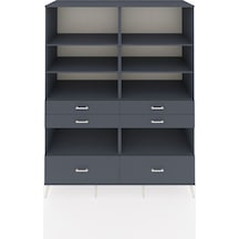 Kronos Gardrop 8 Raflı 6 Çekmeceli 176x59x221 Antrasit-antrasit Beyaz