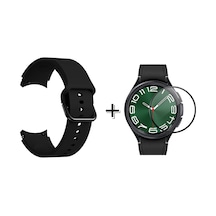 Forzacase Samsung Galaxy Uyumlu  Watch 6 40mm İle Silikon Kordon Kayış + Ekran Koruma Filmi - Fc163 Siyah