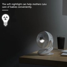 Pazly Taşınabilir Usb Fan - Mini Masa Fanı, Klip Şarjlı, 3 Hız + Gece Lambası, Yeşil Yeşil