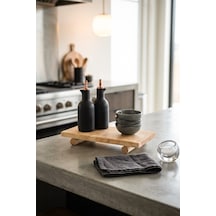 Doğal Ahşap Ayaklı Mutfak Düzenleyici Sunum Standı 30x15 Cm Açık Renk Ahşap