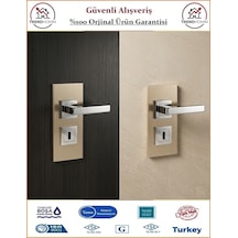 Grossavm Lama Rozetli İç Oda Kapı Kolu - Nikel - 1 Takım Ön Ve Arka