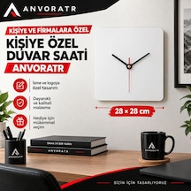 Kişiye Özel - Kare Saat 28x28 Cm Ahşap - Renkli