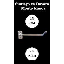 20 Adet 25 Cm Suntaya Kanca Duvara Monte Kanca Çok Amaçlı Kanca Krom