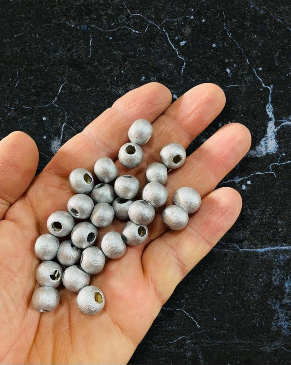 10 Mm Special Gümüş Renk Ahşap Boncuk 100 Adet -