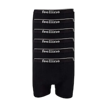 6 Adet Feelline Siyah Pamuklu Doğal Likralı Erkek Boxer Beden: Xl Standart