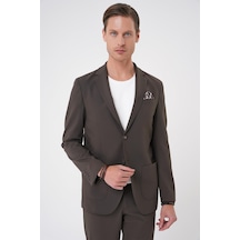 Comfort Fit Mono Yaka Torba Cep Casual Toprak Ceket C 707 Toprak