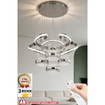 İthal Kasa 4 Toplu Dron Kumandalı Büyük Salon Avizesi 3 Renk Gümüş Kasa Ledli Avize Gümüş - 870405749 Gümüş - 870405749 Gümüş