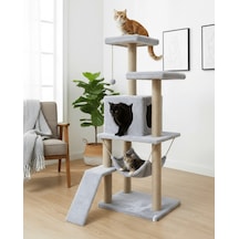 Reyo Pet S9 Kedi Tırmalama Kulesi Platformlu 124 Cm Gri