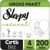 Sleepy Natural Gross Paket Bebek Bezi 4 Numara Maxi 200 Adet