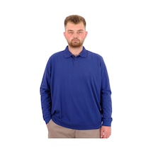 Mode Xl Büyük Beden Erkek Polo Yaka Sweatshirt Nakışlı U24340 İndigo İndigo