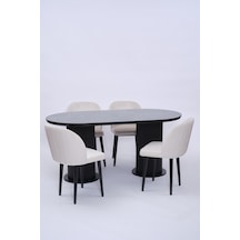 Bohem Göksu Lak Panel Yemek Masa Sandalye Takımı 90x170 Siyah Bohem Göksu Lak Panel Yemek Masa Sandalye Takımı 90x170 Siyah