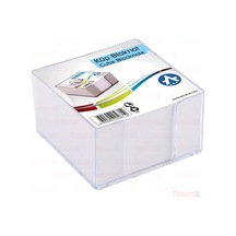 Masaüstü Küp Blok Not Kağıdı Şeffaf Plastik Kutulu 10x10x5 Büyük