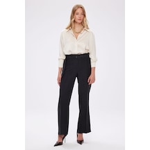 Faik Sönmez Ütü İzli Kemer Detaylı Wıde Leg Fıt Modallı Pantolon W27pnt014 Uw27pnt01410 Siyah