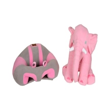 Bebek Destek Gri-pembe   Oturma Minderi Ve Pembe Uyku Fili