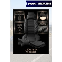 Suzuki Vitara 1992 Uyumlu Lüks Siyah Renk Premium 2 Adet Minder Ve Yastık