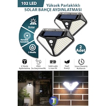 Technojet 2Adet 102 Ledli Güneş Enerjili 3 Modlu Solar Bahçe Aydınlatması Hareket Sensörlü Lamba
