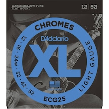 D'addario Ecg25 Chromes Flat Wound. Light. 12-52 Takım Tel Elektr