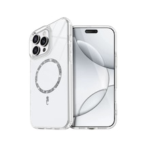 Apple Uyumlu iPhone 16 Pro Max Uyumlu Live Diamond Magsafe Kapak - Şeffaf