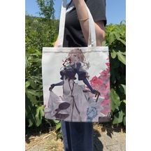 Zipzap Violet Evergarden V3 Yazlık Kışlık Çift Taraflı Kanvas Baskı Bez Çanta Anime Çantası