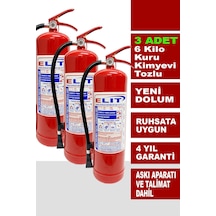 6 Kg Tozlu Yangın Söndürme Tüpü Askı Aparatı + Talimat Dahil Ruhsata Uygun 3'lü Paket