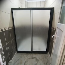 Nokta Duşakabin Teknesiz Duşakabin Plastik Camlı Siyah Profilli 1 Sabit 1 Sürgülü Şeffaf