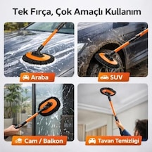 Ayarlanabilir Teleskopik Mikrofiber Araç Yıkama Fırçası+yedek Bez Kuru Islak Oto Yıkama Fırçası