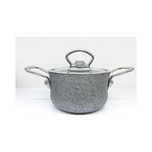 Oms Granit 14x8 Cm Mini Tencere Cam Kapaklı 3111gri Diğer