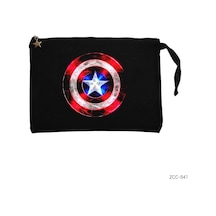 Zepplin Giyim Captain America Sheild Neon Siyah Clutch Astarlı Cüzdan