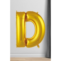 D Harfi Folyo Balon Gold 100 Cm 40 Inç 1 Metre Altın A