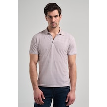 Bej Kısa Kol Baskılı Pike Polo Yaka Cepsiz Esnek Casual Slim Fit Tişört 1011250150 Bej