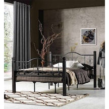 Argimo Yakamoz Çift Kişilik Ferforje Metal Siyah Karyola 140 x 190