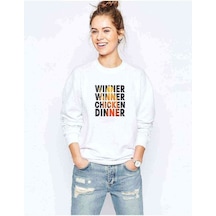 Pubg Wınner Kadın Baskılı Beyaz Kadın Sweatshirt