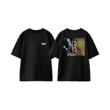 Thewert Fight Club 12 Tasarım Sırt Baskılı Pamuk Siyah Oversize T-shirt
