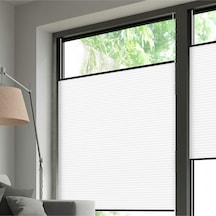 Perdema Yapışkanlı Honeycomb Plise %100 Karartma Cam Balkon Perdesi - Ofis Perdesi - Mutfak Perdesi - Salon Beyaz