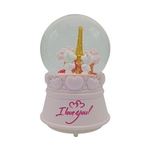 Romantik Paris Love Kar Küresi Müzikli Ve Işıklı 13cm