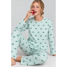 Kadın Comfort Esnek Yeşil Pijama Takımı 4801