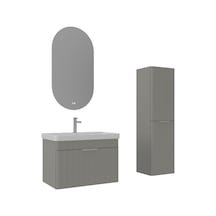 Orka Procida 80 Cm Mat Kaşmir Banyo Dolabı Takımı Ve Boy Dolabı Beyaz