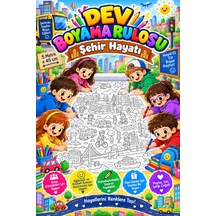 City Life Şehir Hayatı Temalı Dev Boyama Kağıdı Boyama Rulosu Büyük Boy 5 Metre - 808526734