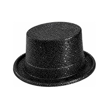 Siyah Simli Glitter Silindir Parti Şapkası