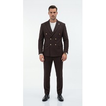 Tk6861erkek Kruvaze Gold Düğmeli Dokulu Likralı Kumaş Takım Elbise Modern Kesim Şık Tasarım Kahverengi Tk6861erkek Kruvaze Gold Düğmeli Dokulu Likralı Kumaş Takım Elbise Modern Kesim Şık Tasarım Kahverengi