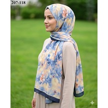 Moonscarfs Moonscarf Bambu Kraş Pamuk Şal Lacivert 207-118 Çok Renkli