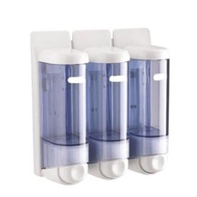 Plastik Sıvı Sabunluk -şampuanlık 170ml Şeffaf 3'lü Şeffaf Mavi-beyaz
