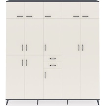 Arges Dolap 10 Raflı 2 Çekmeceli 3 Askılı 220x30x243 Antrasit-aytaşı/aytaşı Aytası/aytası