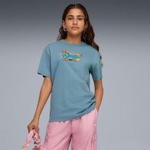 Puma Graphic Leopard Kız Çocuk Mavi Tişört