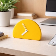 Modern Minimalist Yarım Daire Masa Saati - 5 Renk Seçeneği Sarı